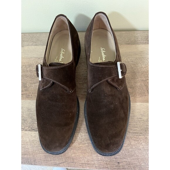Salvatore Ferragamo Studio Men’s Brown Suede Monk Strap Shoes 8.5 D - Picture 1 of 6